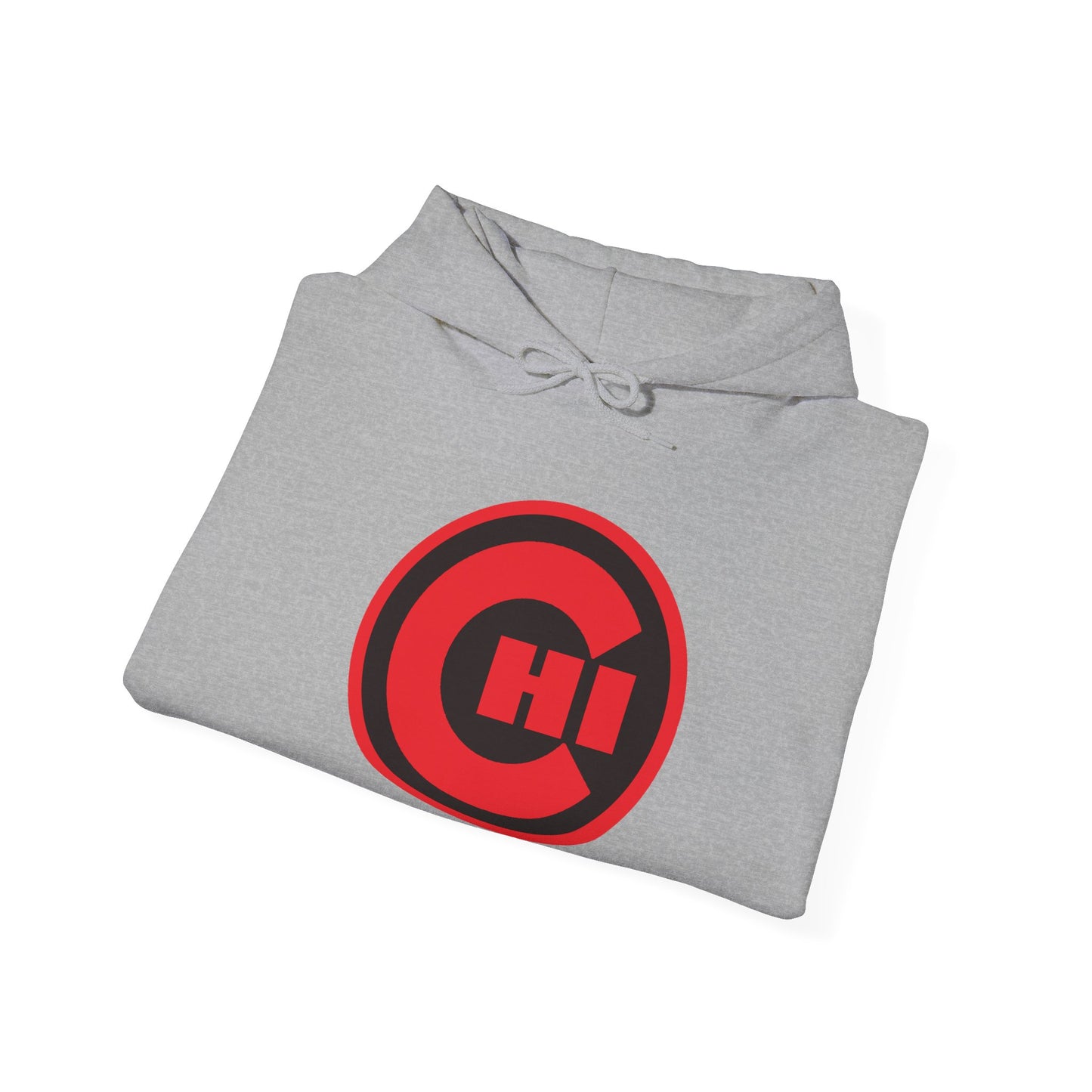 CHI Circle Logo Hoodie – Retro Red Chicago Emblem Sweatshirt