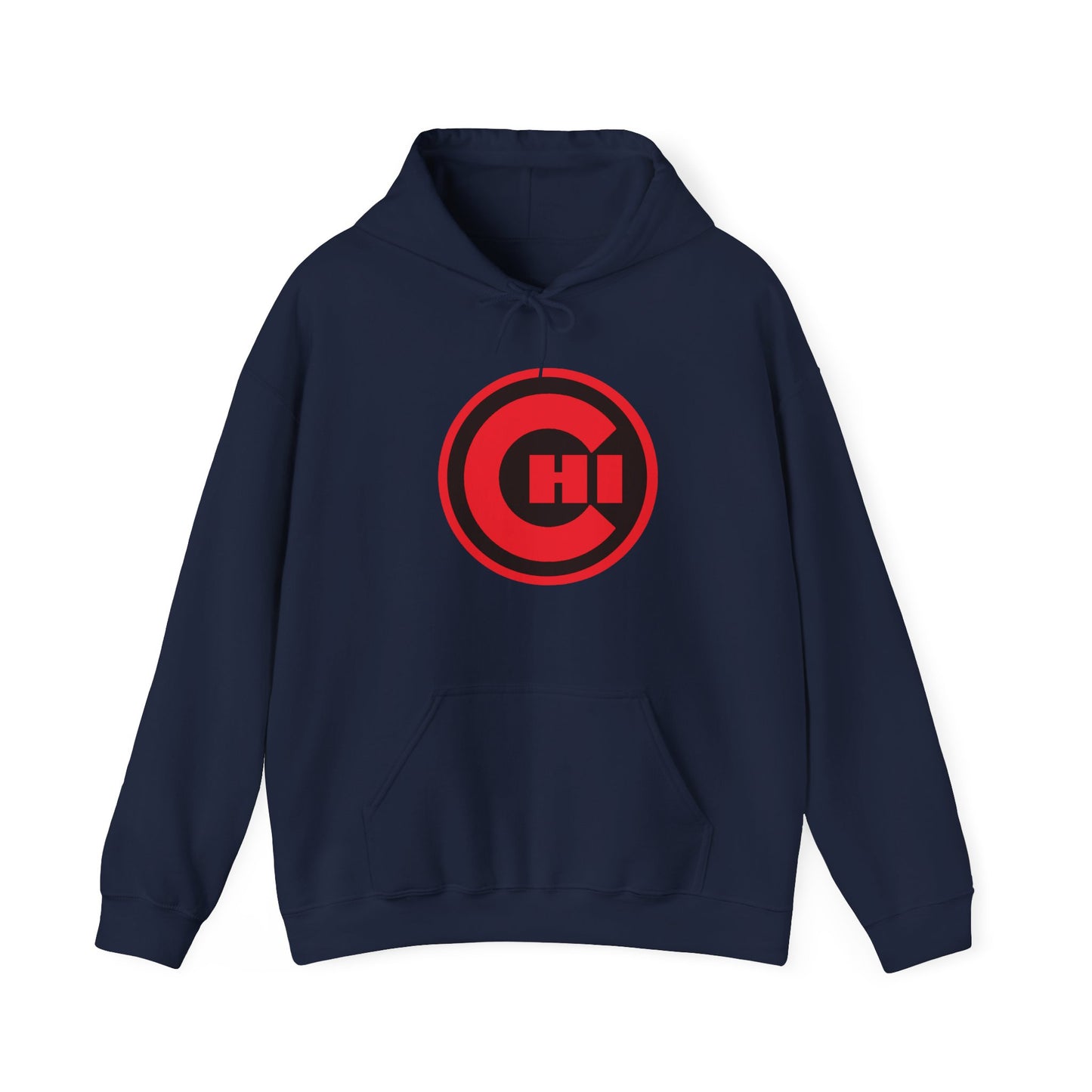 CHI Circle Logo Hoodie – Retro Red Chicago Emblem Sweatshirt