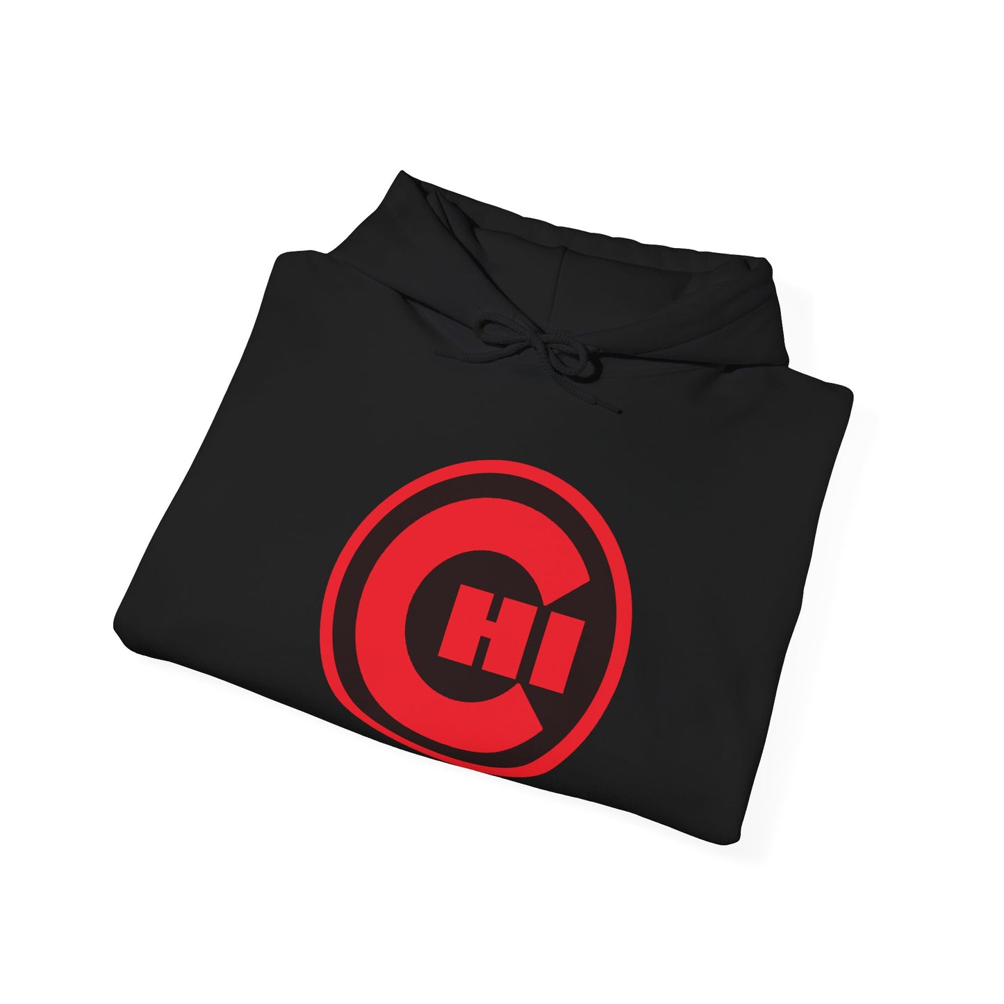 CHI Circle Logo Hoodie – Retro Red Chicago Emblem Sweatshirt