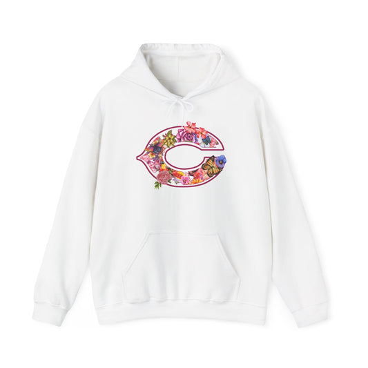Floral C Logo Hoodie — Women's Spring Garden Crewneck Sweatshirt