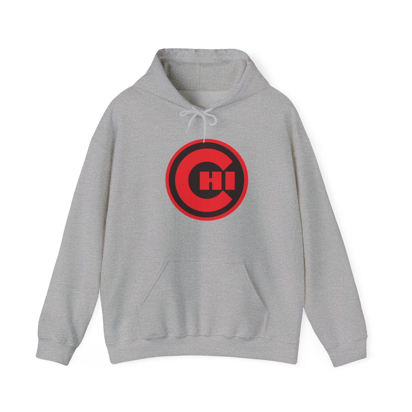 CHI Circle Logo Hoodie – Retro Red Chicago Emblem Sweatshirt