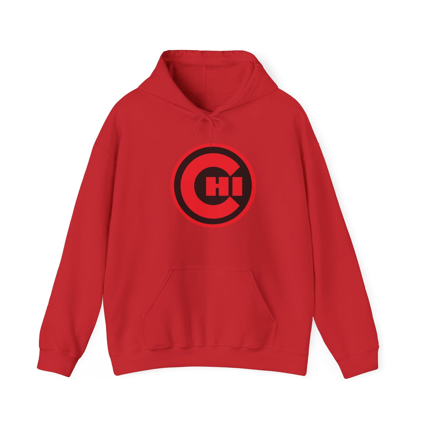 CHI Circle Logo Hoodie – Retro Red Chicago Emblem Sweatshirt