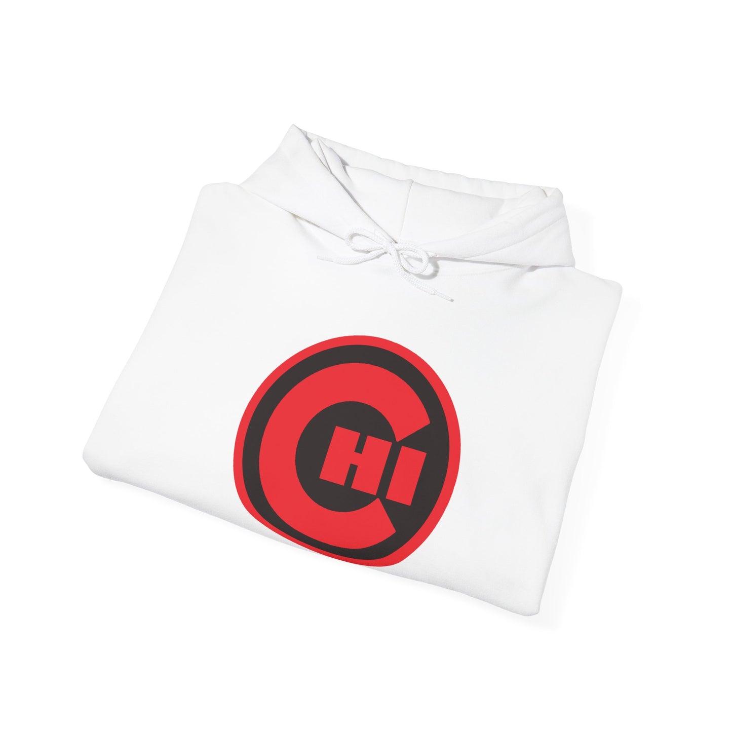 CHI Circle Logo Hoodie – Retro Red Chicago Emblem Sweatshirt
