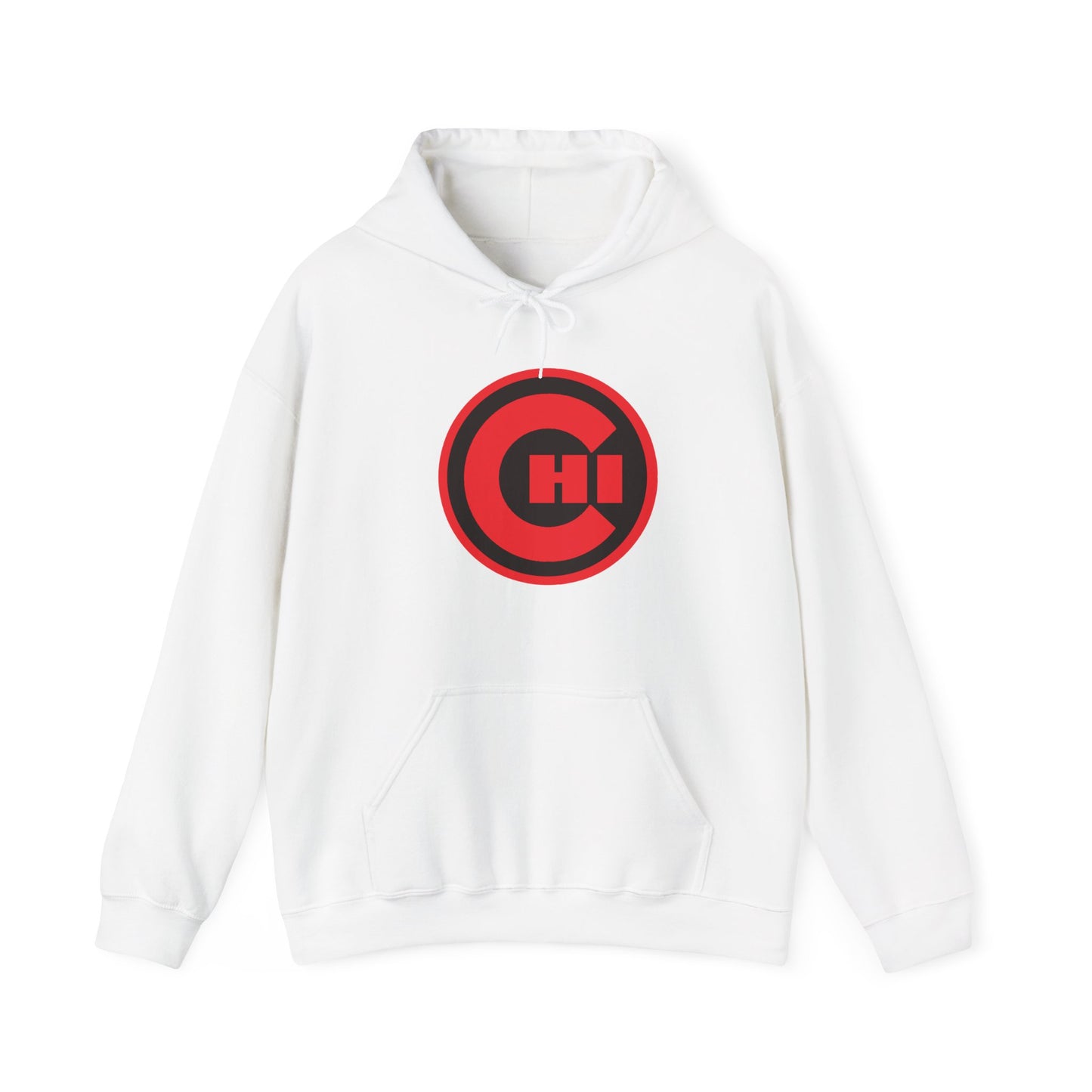 CHI Circle Logo Hoodie – Retro Red Chicago Emblem Sweatshirt