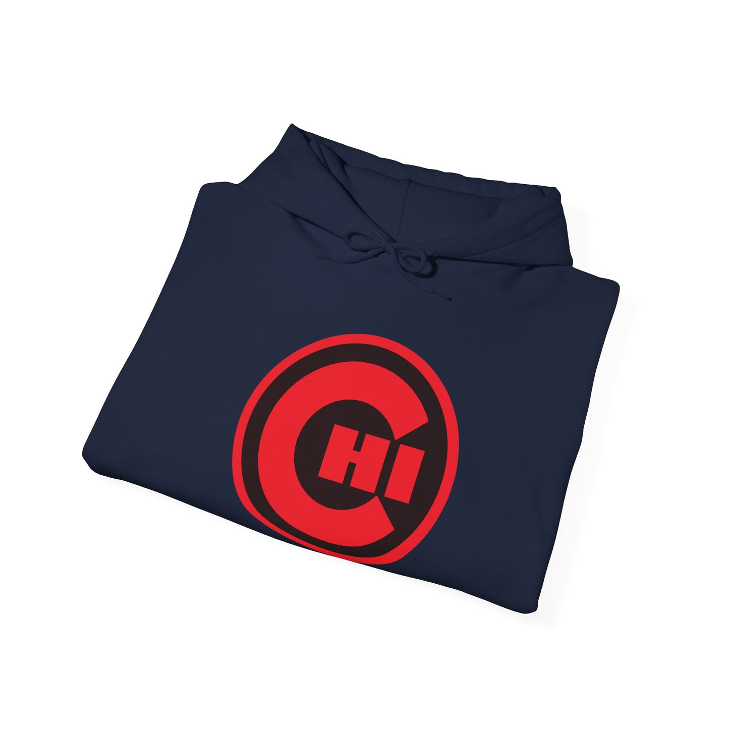 CHI Circle Logo Hoodie – Retro Red Chicago Emblem Sweatshirt